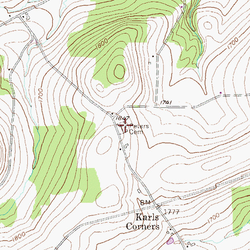 Topographic Map of Peters Cemetery, PA