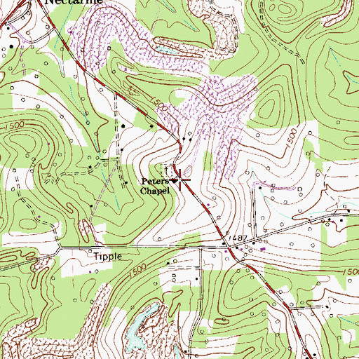 Topographic Map of Peters Chapel, PA