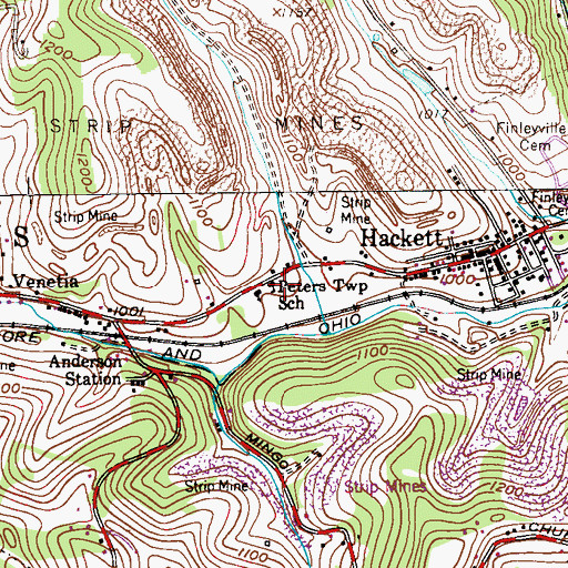 Topographic Map of Peters Township School, PA