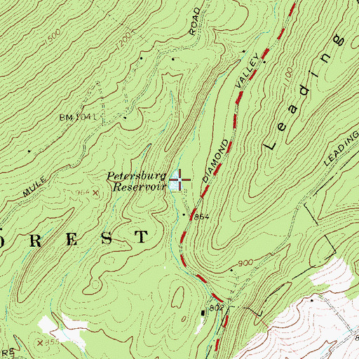 Topographic Map of Petersburg Reservoir, PA