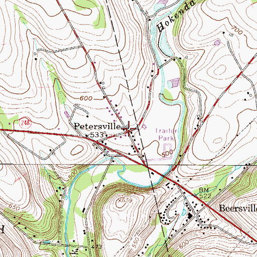 Topographic Map of Petersville, PA