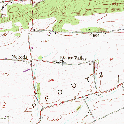 Topographic Map of Pfoutz Valley Church, PA