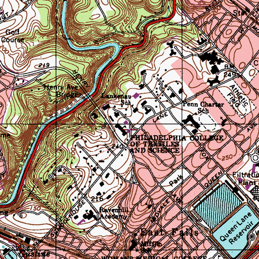 Topographic Map of Philadelphia College of Textiles and Science, PA