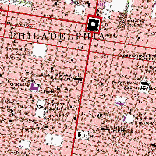 Topographic Map of Philadelphia Museum School of Art, PA
