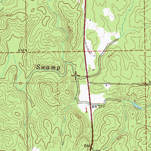 Topographic Map of Flat Branch, AL