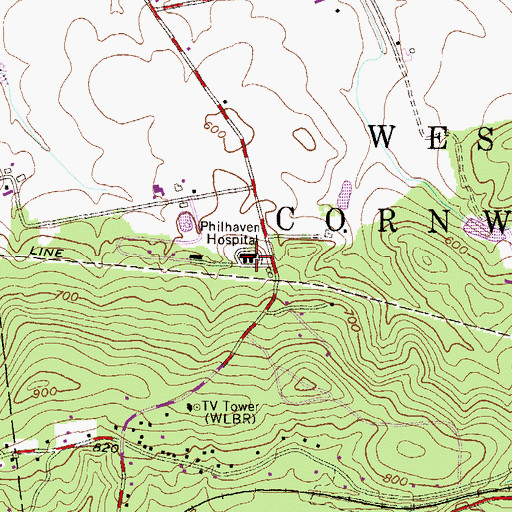 Topographic Map of Philhaven, PA