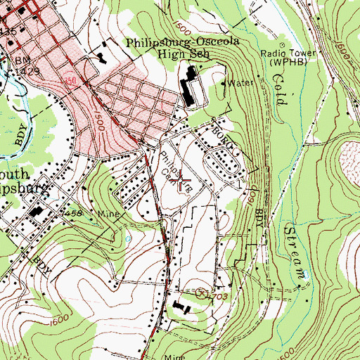 Topographic Map of Philipsburg Cemetery, PA