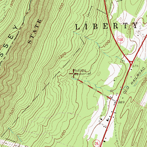 Topographic Map of Phillips Memorial, PA