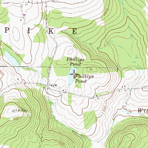 Topographic Map of Phillips Pond, PA