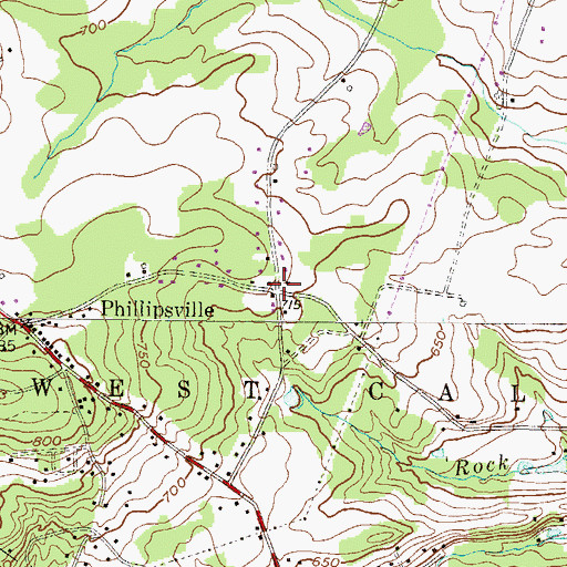 Topographic Map of Phillipsville, PA