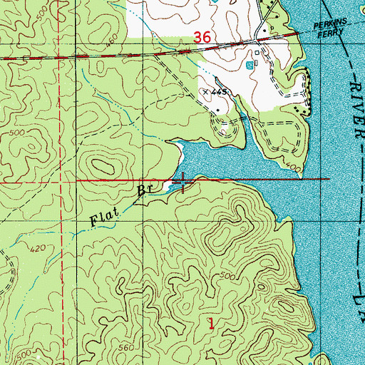 Topographic Map of Flat Branch, AL