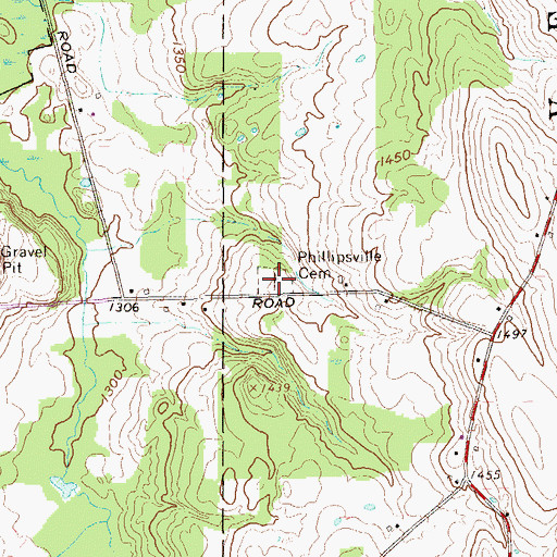Topographic Map of Phillipsville Cemetery, PA