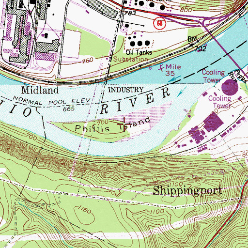 Topographic Map of Phillis Island, PA