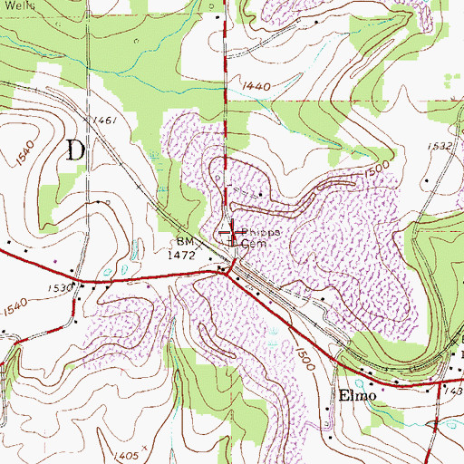 Topographic Map of Phipps Cemetery, PA