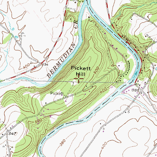 Topographic Map of Pickett Hill, PA