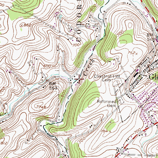 Topographic Map of Pierceville Run, PA