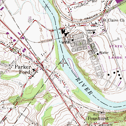 Topographic Map of Pigeon Creek, PA