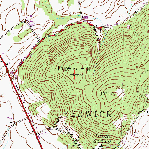Topographic Map of Pigeon Hill, PA