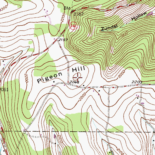 Topographic Map of Pigeon Hill, PA