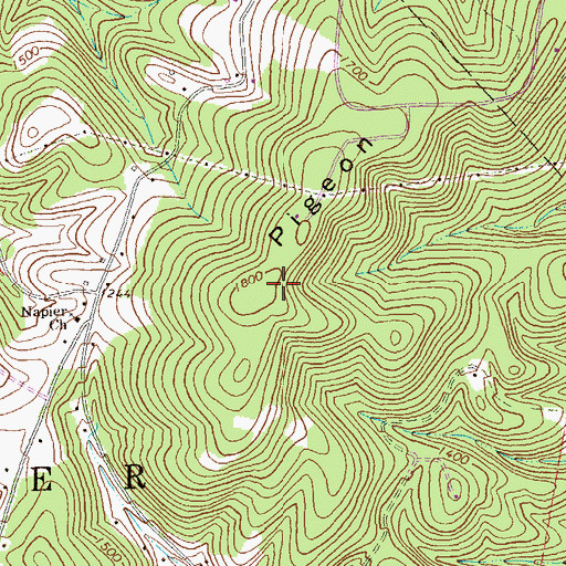 Topographic Map of Pigeon Hills, PA