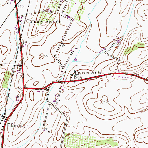 Topographic Map of Pigeon Hills School, PA