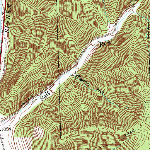 Topographic Map of Pigeon Hollow, PA