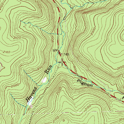 Topographic Map of Pigeon Hollow, PA