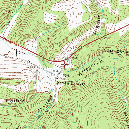 Topographic Map of Pigeon Hollow, PA