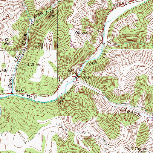 Topographic Map of Pigeon Run, PA
