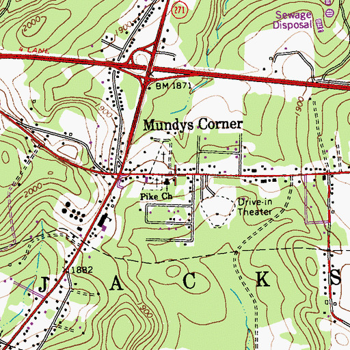 Topographic Map of Pike Church, PA