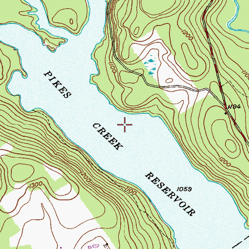 Topographic Map of Pikes Creek Reservoir, PA