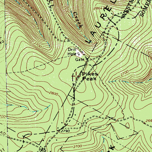 Topographic Map of Pikes Peak, PA