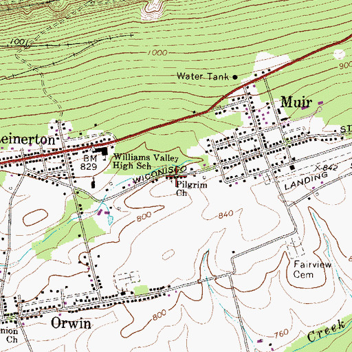 Topographic Map of Pilgrim Church, PA