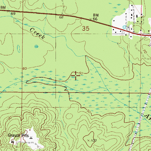 Topographic Map of Flat Creek, AL