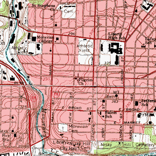 Topographic Map of Pilgrim Church, PA