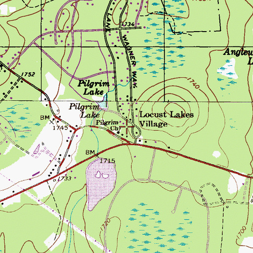 Topographic Map of Pilgrim Church, PA