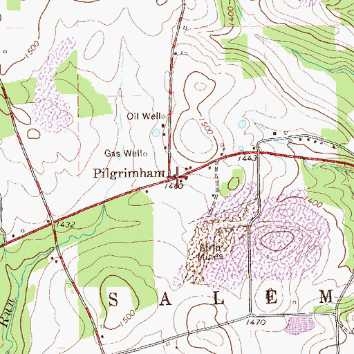 Topographic Map of Pilgrimham, PA
