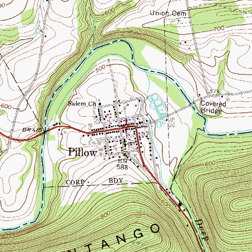 Topographic Map of Pillow, PA