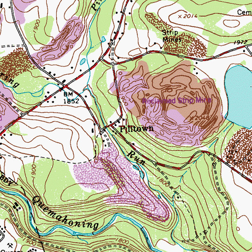Topographic Map of Pilltown, PA