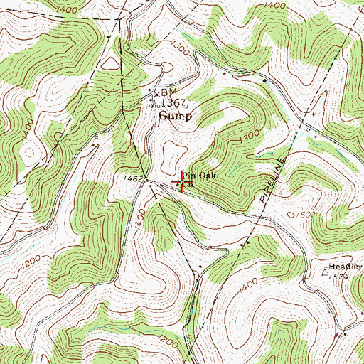 Topographic Map of Pin Oak Church, PA