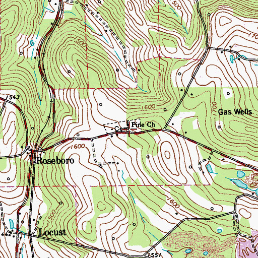 Topographic Map of Pine Church, PA