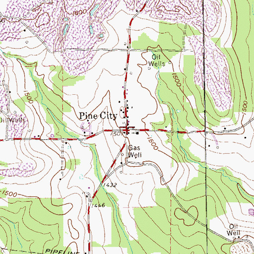 Topographic Map of Pine City, PA
