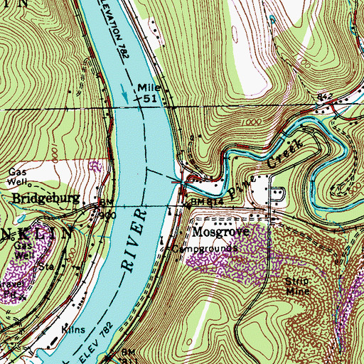 Topographic Map of Pine Creek, PA