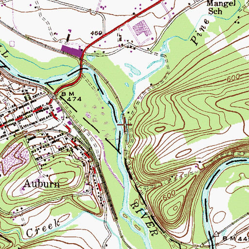 Topographic Map of Pine Creek, PA