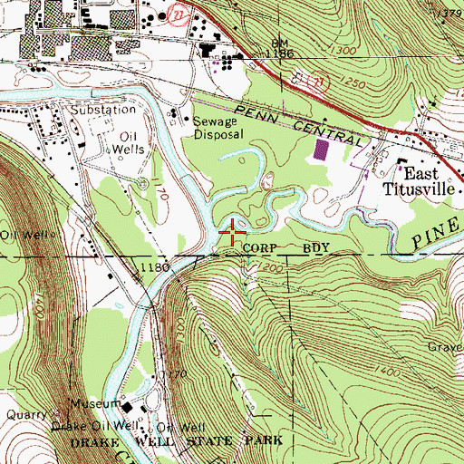 Topographic Map of Pine Creek, PA