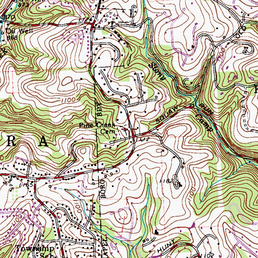 Topographic Map of Pine Creek Cemetery, PA