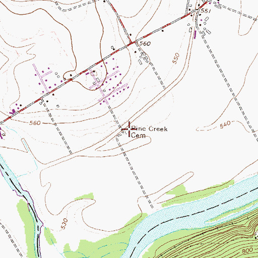 Topographic Map of Pine Creek Cemetery, PA