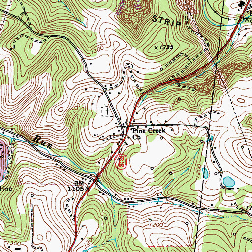 Topographic Map of Pine Creek Church, PA