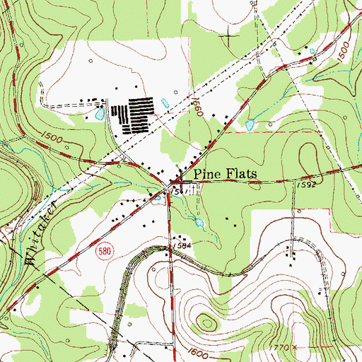 Topographic Map of Pine Flats, PA