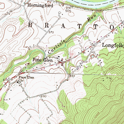 Topographic Map of Pine Glen, PA